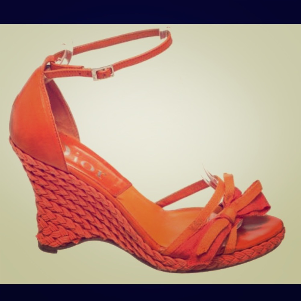 Orange Dior Wedges- leather espadrille